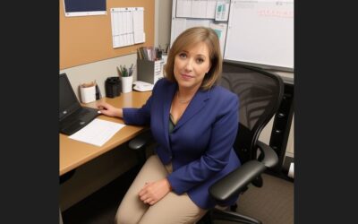The sexy accountant in leather